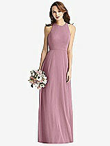 Front View Thumbnail - Dusty Pink Sleeveless Halter Chiffon Maxi Dress