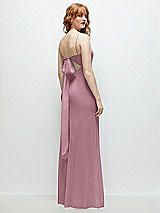 Alt View 1 Thumbnail - Dusty Pink Tie-Back Cutout Trumpet Gown with Front Slit