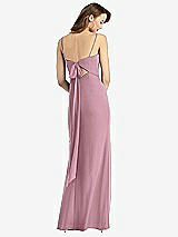 Alt View 3 Thumbnail - Dusty Pink Tie-Back Cutout Trumpet Gown with Front Slit