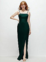 Front View Thumbnail - Evergreen Tie-Back Cutout Trumpet Gown with Front Slit