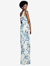 Rear View Thumbnail - Cottage Rose Dusk Blue One-Shoulder Chiffon Trumpet Gown