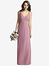 Front View Thumbnail - Dusty Pink Sleeveless V-Back Long Trumpet Gown