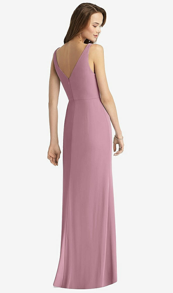 Back View - Dusty Pink Sleeveless V-Back Long Trumpet Gown