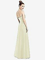 Rear View Thumbnail - Butter Yellow Strapless Notch Satin Gown with Pockets