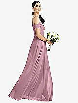 Alt View 1 Thumbnail - Dusty Pink Cold-Shoulder V-Back Chiffon Maxi Dress