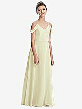 Front View Thumbnail - Butter Yellow Draped Cold Shoulder Chiffon Juniors Dress
