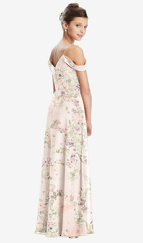 Back View - Blush Garden Draped Cold Shoulder Chiffon Juniors Dress