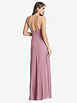 Rear View Thumbnail - Dusty Pink High Neck Chiffon Maxi Dress with Front Slit - Lela