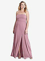 Alt View 1 Thumbnail - Dusty Pink Square Neck Chiffon Maxi Dress with Front Slit - Elliott