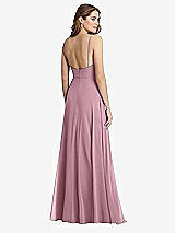 Rear View Thumbnail - Dusty Pink Square Neck Chiffon Maxi Dress with Front Slit - Elliott