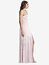 Side View Thumbnail - Watercolor Print Square Neck Chiffon Maxi Dress with Front Slit - Elliott