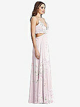 Side View Thumbnail - Watercolor Print Ruffled Chiffon Cutout Maxi Dress - Jessie