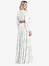 Alt View 2 Thumbnail - Bleu Garden Bishop Sleeve Ruffled Chiffon Cutout Maxi Dress - Harlow 