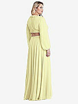 Alt View 2 Thumbnail - Butter Yellow Bishop Sleeve Ruffled Chiffon Cutout Maxi Dress - Harlow 