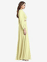 Side View Thumbnail - Butter Yellow Bishop Sleeve Ruffled Chiffon Cutout Maxi Dress - Harlow 