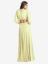 Rear View Thumbnail - Butter Yellow Bishop Sleeve Ruffled Chiffon Cutout Maxi Dress - Harlow 