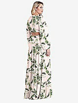 Alt View 2 Thumbnail - Palm Beach Print Bishop Sleeve Ruffled Chiffon Cutout Maxi Dress - Harlow 