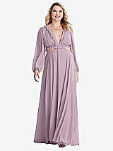 Alt View 1 Thumbnail - Suede Rose Bishop Sleeve Ruffled Chiffon Cutout Maxi Dress - Harlow 