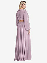 Alt View 2 Thumbnail - Suede Rose Bishop Sleeve Ruffled Chiffon Cutout Maxi Dress - Harlow 