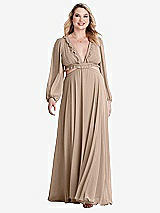 Alt View 1 Thumbnail - Topaz Bishop Sleeve Ruffled Chiffon Cutout Maxi Dress - Harlow 