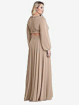 Alt View 2 Thumbnail - Topaz Bishop Sleeve Ruffled Chiffon Cutout Maxi Dress - Harlow 