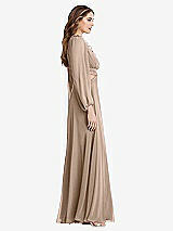 Side View Thumbnail - Topaz Bishop Sleeve Ruffled Chiffon Cutout Maxi Dress - Harlow 