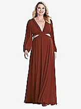 Alt View 1 Thumbnail - Auburn Moon Bishop Sleeve Ruffled Chiffon Cutout Maxi Dress - Harlow 