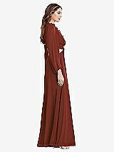 Side View Thumbnail - Auburn Moon Bishop Sleeve Ruffled Chiffon Cutout Maxi Dress - Harlow 