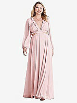 Alt View 1 Thumbnail - Ballet Pink Bishop Sleeve Ruffled Chiffon Cutout Maxi Dress - Harlow 