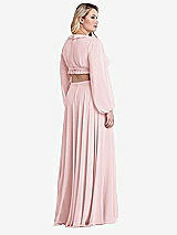 Alt View 2 Thumbnail - Ballet Pink Bishop Sleeve Ruffled Chiffon Cutout Maxi Dress - Harlow 