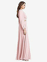 Side View Thumbnail - Ballet Pink Bishop Sleeve Ruffled Chiffon Cutout Maxi Dress - Harlow 