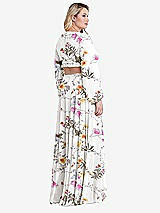 Alt View 2 Thumbnail - Butterfly Botanica Ivory Bishop Sleeve Ruffled Chiffon Cutout Maxi Dress - Harlow 