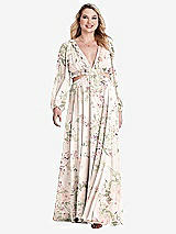 Alt View 1 Thumbnail - Blush Garden Bishop Sleeve Ruffled Chiffon Cutout Maxi Dress - Harlow 