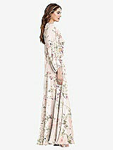 Side View Thumbnail - Blush Garden Bishop Sleeve Ruffled Chiffon Cutout Maxi Dress - Harlow 