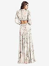 Rear View Thumbnail - Blush Garden Bishop Sleeve Ruffled Chiffon Cutout Maxi Dress - Harlow 