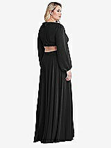 Alt View 2 Thumbnail - Black Bishop Sleeve Ruffled Chiffon Cutout Maxi Dress - Harlow 