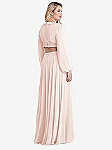 Alt View 2 Thumbnail - Blush Bishop Sleeve Ruffled Chiffon Cutout Maxi Dress - Harlow 