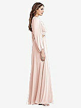 Side View Thumbnail - Blush Bishop Sleeve Ruffled Chiffon Cutout Maxi Dress - Harlow 