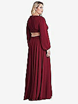 Alt View 2 Thumbnail - Burgundy Bishop Sleeve Ruffled Chiffon Cutout Maxi Dress - Harlow 