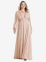 Alt View 1 Thumbnail - Cameo Bishop Sleeve Ruffled Chiffon Cutout Maxi Dress - Harlow 