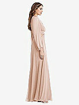 Side View Thumbnail - Cameo Bishop Sleeve Ruffled Chiffon Cutout Maxi Dress - Harlow 