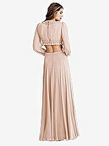 Rear View Thumbnail - Cameo Bishop Sleeve Ruffled Chiffon Cutout Maxi Dress - Harlow 