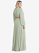 Alt View 2 Thumbnail - Celadon Bishop Sleeve Ruffled Chiffon Cutout Maxi Dress - Harlow 