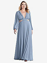 Alt View 1 Thumbnail - Cloudy Bishop Sleeve Ruffled Chiffon Cutout Maxi Dress - Harlow 