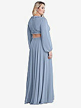 Alt View 2 Thumbnail - Cloudy Bishop Sleeve Ruffled Chiffon Cutout Maxi Dress - Harlow 