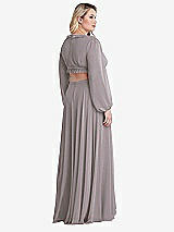 Alt View 2 Thumbnail - Cashmere Gray Bishop Sleeve Ruffled Chiffon Cutout Maxi Dress - Harlow 