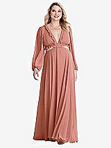 Alt View 1 Thumbnail - Desert Rose Bishop Sleeve Ruffled Chiffon Cutout Maxi Dress - Harlow 