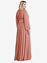 Alt View 2 Thumbnail - Desert Rose Bishop Sleeve Ruffled Chiffon Cutout Maxi Dress - Harlow 