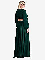 Alt View 2 Thumbnail - Evergreen Bishop Sleeve Ruffled Chiffon Cutout Maxi Dress - Harlow 