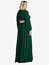 Alt View 2 Thumbnail - Hunter Green Bishop Sleeve Ruffled Chiffon Cutout Maxi Dress - Harlow 